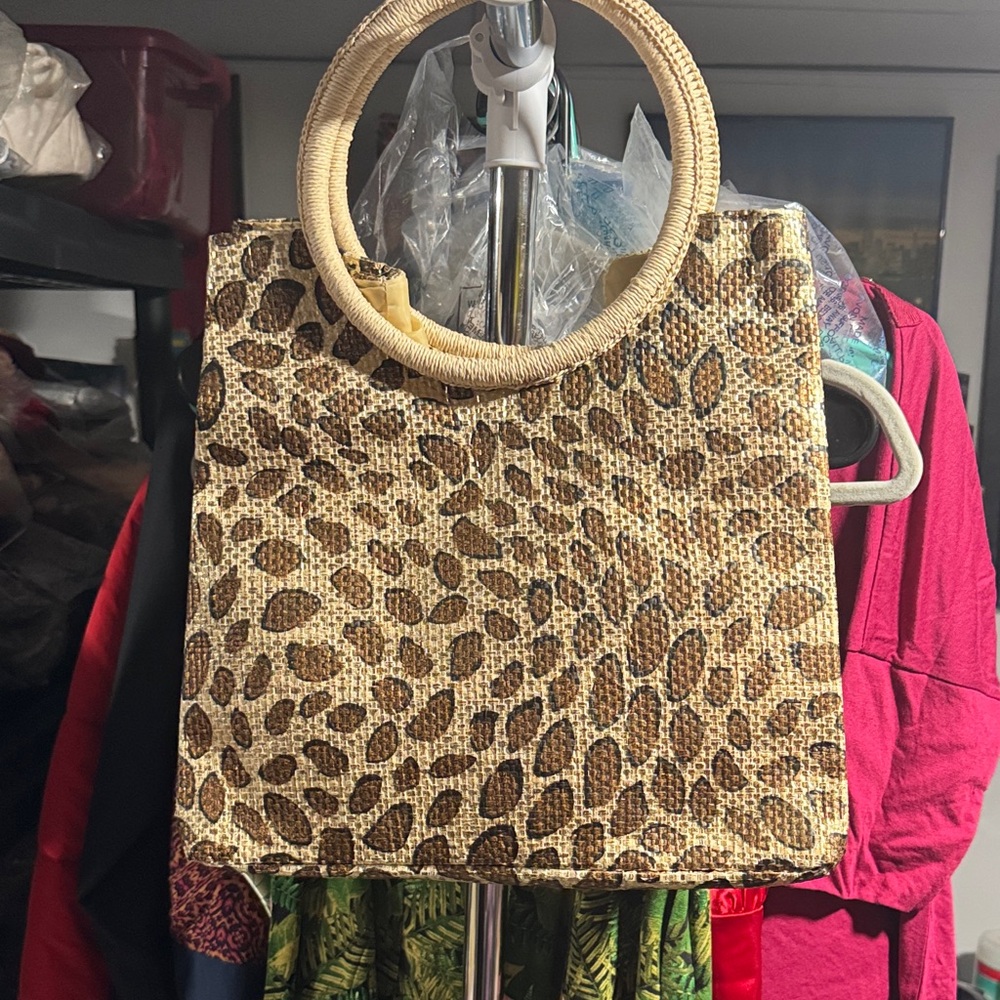 Avon Leopard Print Tote Bag with Round Handles